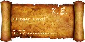 Klinger Ernő névjegykártya